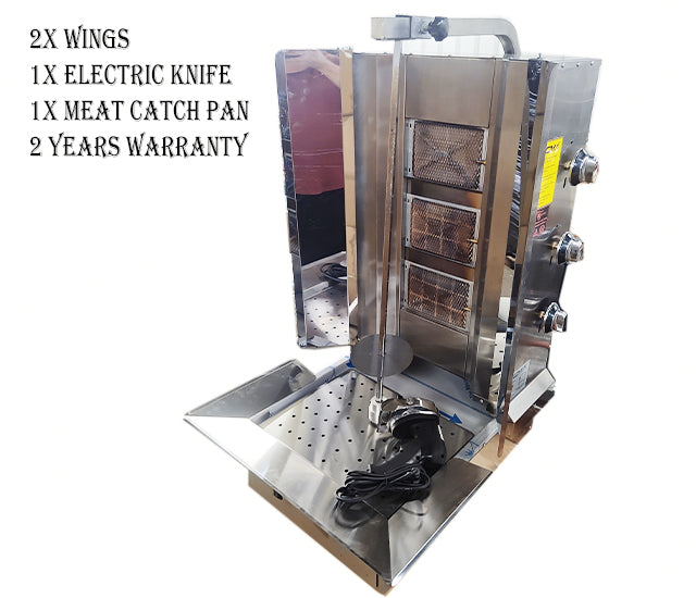 4-Burner Automatic Spinning Shawarma Machine - 45,000 BTU Spinning Griller for Doner Kebab, Gyros, Tacos Al Pastor & Rotisserie Cooking