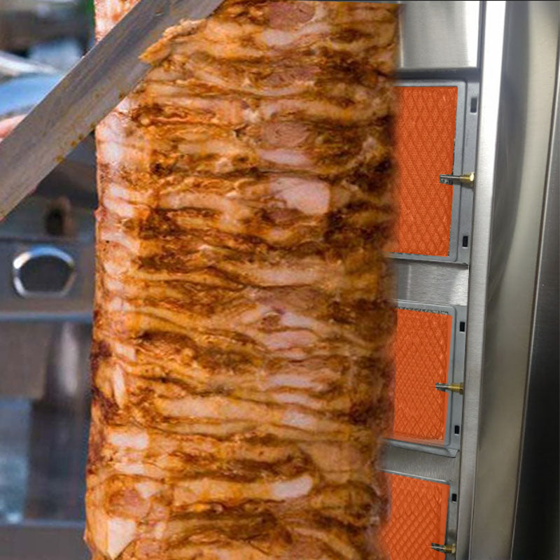 4-Burner Automatic Spinning Shawarma Machine - 45,000 BTU Spinning Griller for Doner Kebab, Gyros, Tacos Al Pastor & Rotisserie Cooking